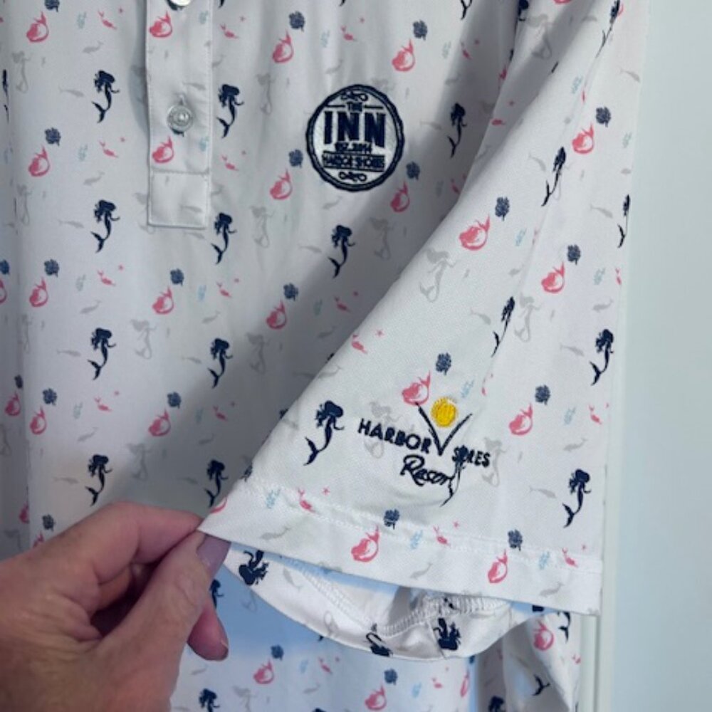 Straight Down Golf Shirt White Mermaid Harbor Shores Resort Sz XL Benton Harbor - Picture 6 of 10